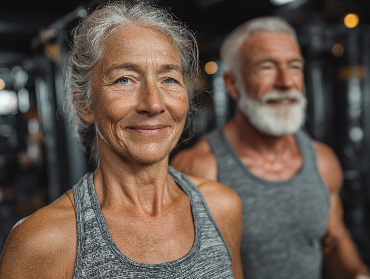 Активні старші люди під час фітнес-тренування